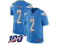 #2 Limited Easton Stick Electric Blue Football Alternate Youth Jersey Los Angeles Chargers Vapor Untouchable 100th Season