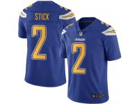 #2 Limited Easton Stick Electric Blue Football Youth Jersey Los Angeles Chargers Rush Vapor Untouchable