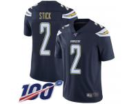 #2 Limited Easton Stick Navy Blue Football Home Youth Jersey Los Angeles Chargers Vapor Untouchable 100th Season