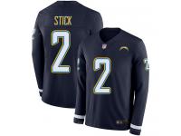 #2 Limited Easton Stick Navy Blue Football Youth Jersey Los Angeles Chargers Therma Long Sleeve