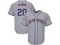 #20 Authentic Pete Alonso Youth Grey Baseball Jersey - Road New York Mets Cool Base