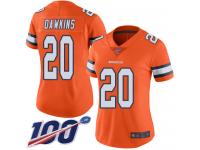 #20 Limited Brian Dawkins Orange Football Women's Jersey Denver Broncos Rush Vapor Untouchable 100th Season