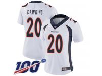 #20 Limited Brian Dawkins White Football Road Women's Jersey Denver Broncos Vapor Untouchable 100th Season