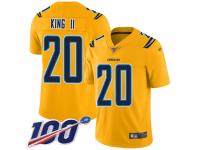 #20 Limited Desmond King Gold Football Youth Jersey Los Angeles Chargers Inverted Legend 100th Season