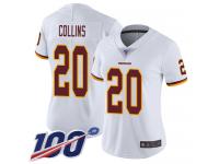 #20 Limited Landon Collins White Football Road Women's Jersey Washington Redskins Vapor Untouchable 100th Season