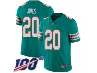#20 Limited Reshad Jones Aqua Green Football Alternate Men's Jersey Miami Dolphins Vapor Untouchable 100th Season