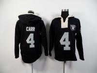 2015 NFL Nike Oakland Raiders (QB) #4 Derek Carr Men Black Pullover Hoodie