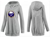 2015 NHL Buffalo Sabres Women Long Pullover Hoodie Grey