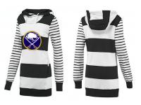 2015 NHL Buffalo Sabres Women Long White-Black Pullover Hoodie