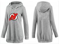 2015 NHL New Jersey Devils Women Long Dark Grey Pullover Hoodie