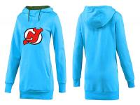 2015 NHL New Jersey Devils Women Long Skyblue Pullover Hoodie