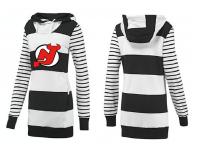 2015 NHL New Jersey Devils Women Long White-Black Pullover Hoodie