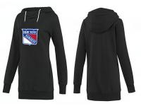 2015 NHL New York Rangers Women Long Black Pullover Hoodie