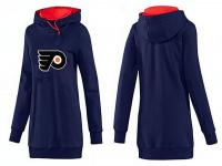 2015 NHL Philadelphia Flyers Women Long Dark Blue Pullover Hoodie