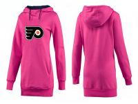 2015 NHL Philadelphia Flyers Women Long Pink Pullover Hoodie