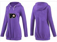 2015 NHL Philadelphia Flyers Women Long Purple Pullover Hoodie