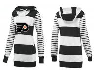 2015 NHL Philadelphia Flyers Women Long White-Black Pullover Hoodie