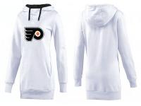 2015 NHL Philadelphia Flyers Women Long White Pullover Hoodie