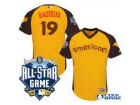 2016 MLB All-Star American Toronto Blue Jays #19 Jose Bautista Gold Run Derby Cool Base Jersey