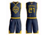 #21  Jonas Jerebko Navy Blue Basketball Men's Golden State Warriors Suit City Edition 2019 Basketball Finals Bound