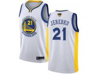 #21  Jonas Jerebko White Basketball Men's Jersey Golden State Warriors Association Edition 2019 Basketball Finals Bound