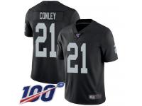 #21 Limited Gareon Conley Black Football Home Youth Jersey Oakland Raiders Vapor Untouchable 100th Season