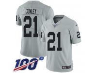 #21 Limited Gareon Conley Silver Football Men's Jersey Oakland Raiders Inverted Legend 100th Season