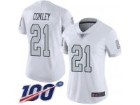 #21 Limited Gareon Conley White Football Women's Jersey Oakland Raiders Rush Vapor Untouchable 100th Season