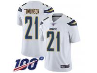 #21 Limited LaDainian Tomlinson White Football Road Youth Jersey Los Angeles Chargers Vapor Untouchable 100th Season