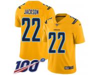 #22 Limited Justin Jackson Gold Football Youth Jersey Los Angeles Chargers Inverted Legend 100th Season