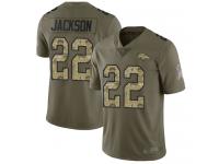 #22 Limited Kareem Jackson Olive Camo Football Men's Jersey Denver Broncos 2017 Salute to Service