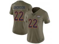 #22 Limited Kareem Jackson Olive Football Women's Jersey Denver Broncos 2017 Salute to Service