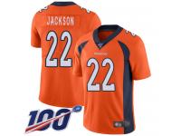 #22 Limited Kareem Jackson Orange Football Home Youth Jersey Denver Broncos Vapor Untouchable 100th Season