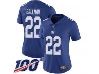 #22 Limited Wayne Gallman Royal Blue Football Home Women's Jersey New York Giants Vapor Untouchable 100th Season