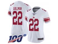#22 Limited Wayne Gallman White Football Road Women's Jersey New York Giants Vapor Untouchable 100th Season