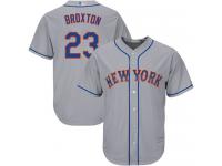 #23 Authentic Keon Broxton Youth Grey Baseball Jersey - Road New York Mets Cool Base