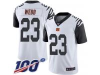 #23 Limited B.W. Webb White Football Youth Jersey Cincinnati Bengals Rush Vapor Untouchable 100th Season