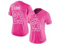 #23 Limited Bryce Love Pink Football Women's Jersey Washington Redskins Rush Fashion