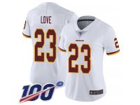 #23 Limited Bryce Love White Football Road Women's Jersey Washington Redskins Vapor Untouchable 100th Season