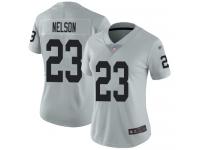 #23 Limited Nick Nelson Silver Football Women's Jersey Oakland Raiders Inverted Legend