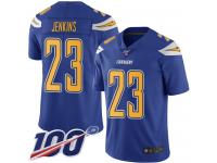 #23 Limited Rayshawn Jenkins Electric Blue Football Men's Jersey Los Angeles Chargers Rush Vapor Untouchable 100th Season