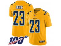 #23 Limited Rayshawn Jenkins Gold Football Men's Jersey Los Angeles Chargers Inverted Legend 100th Season
