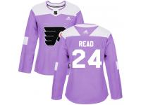 #24 Authentic Matt Read Purple Adidas NHL Women's Jersey Philadelphia Flyers Fights Cancer Practice