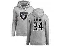 #24 Johnathan Abram Ash Football Name & Number Logo Women's Oakland Raiders Pullover Hoodie