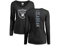 #24 Johnathan Abram Black Football Backer Women's Oakland Raiders Long Sleeve T-Shirt