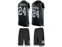 #24 Johnathan Abram Black Football Men's Jersey Oakland Raiders Tank Top Suit