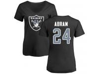 #24 Johnathan Abram Black Football Name & Number Logo Women's Oakland Raiders T-Shirt