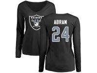 #24 Johnathan Abram Olive Football Name & Number Logo Women's Oakland Raiders Long Sleeve T-Shirt