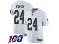 #24 Limited Charles Woodson White Football Road Youth Jersey Oakland Raiders Vapor Untouchable 100th Season