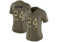 #24 Limited Johnathan Abram Olive Camo Football Women's Jersey Oakland Raiders 2017 Salute to Service